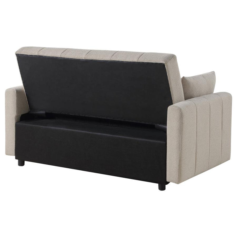 Portland Boucle Upholstered Sleeper Sofa Bed Latte-zoom-