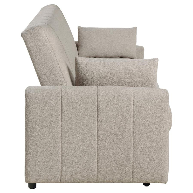Portland Boucle Upholstered Sleeper Sofa Bed Latte-zoom-