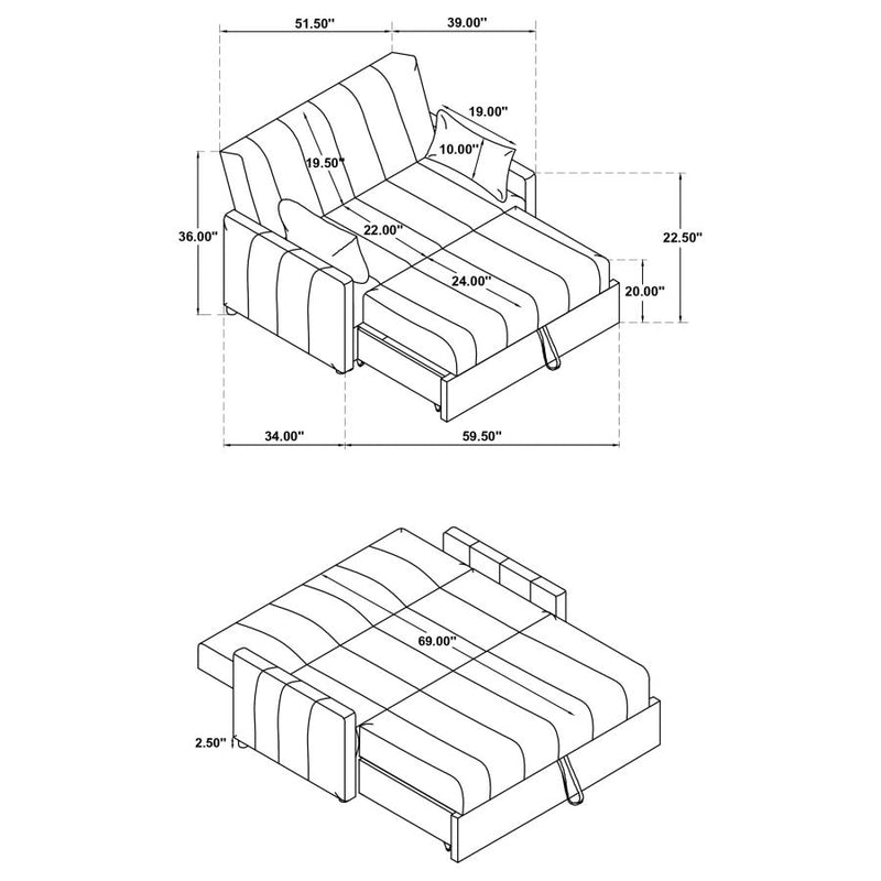 Portland Boucle Upholstered Sleeper Sofa Bed Latte-zoom-