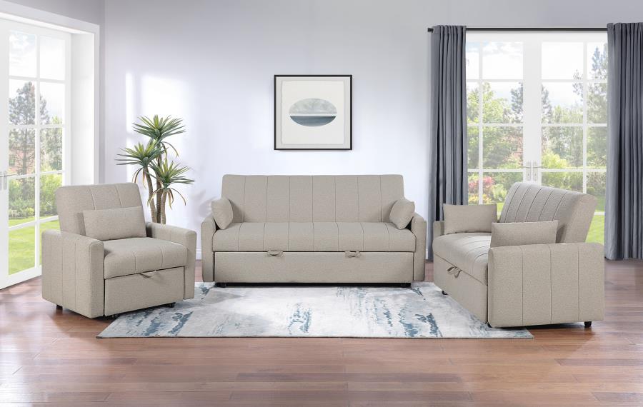 Portland Boucle Upholstered Sleeper Sofa Bed Latte-zoom-15
