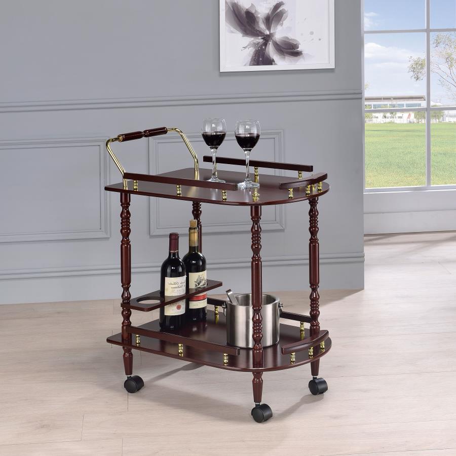 Palmer 2-tier Rectangular Wood Bar Cart Merlot-2