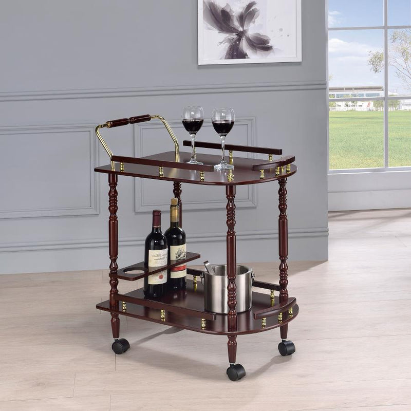 Palmer 2-tier Rectangular Wood Bar Cart Merlot-zoom-