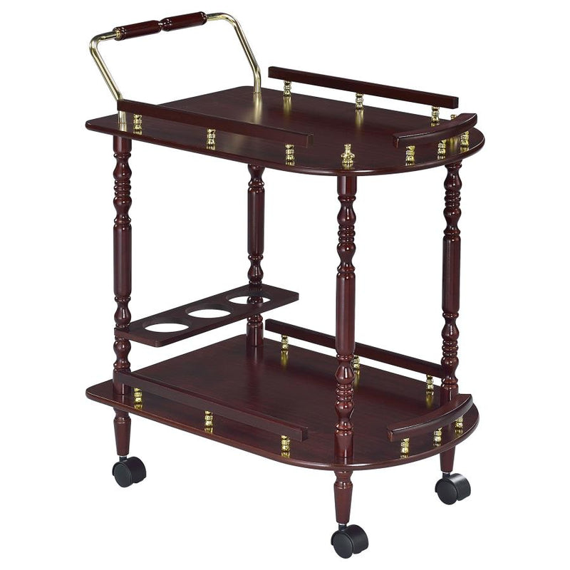 Palmer 2-tier Rectangular Wood Bar Cart Merlot-zoom-