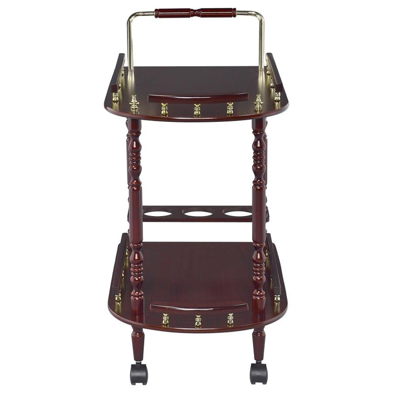 Palmer 2-tier Rectangular Wood Bar Cart Merlot-zoom-
