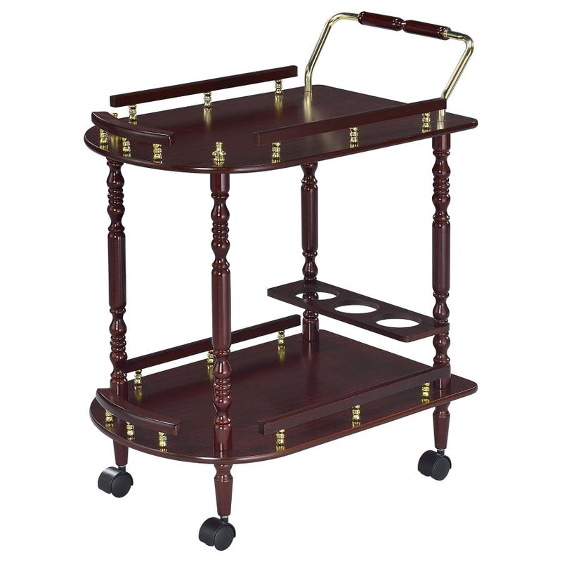 Palmer 2-tier Rectangular Wood Bar Cart Merlot-zoom-