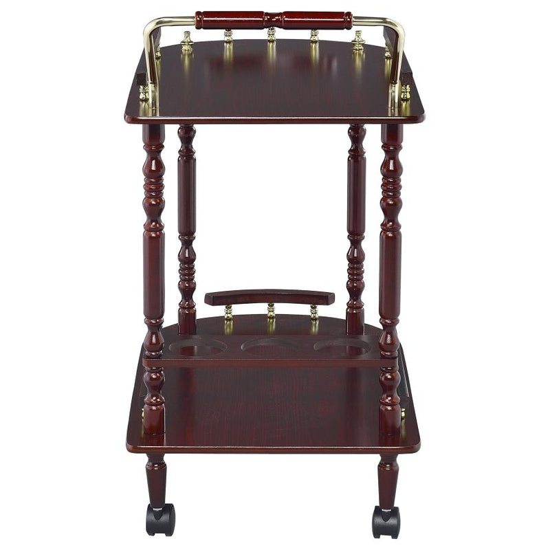 Palmer 2-tier Rectangular Wood Bar Cart Merlot-zoom-