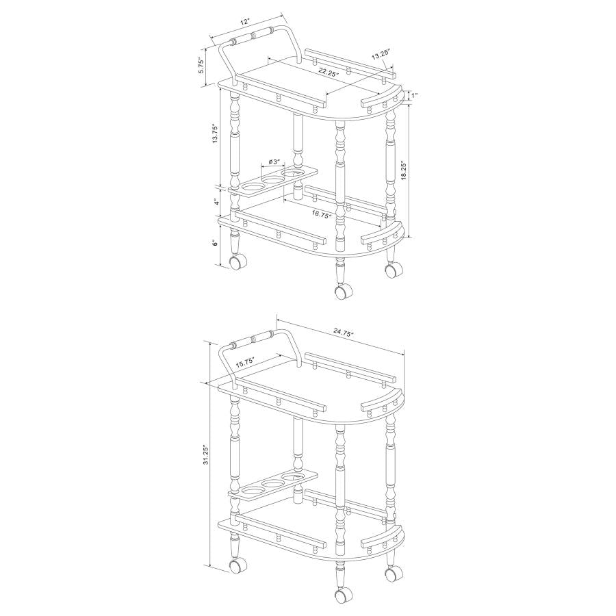 Palmer 2-tier Rectangular Wood Bar Cart Merlot-9