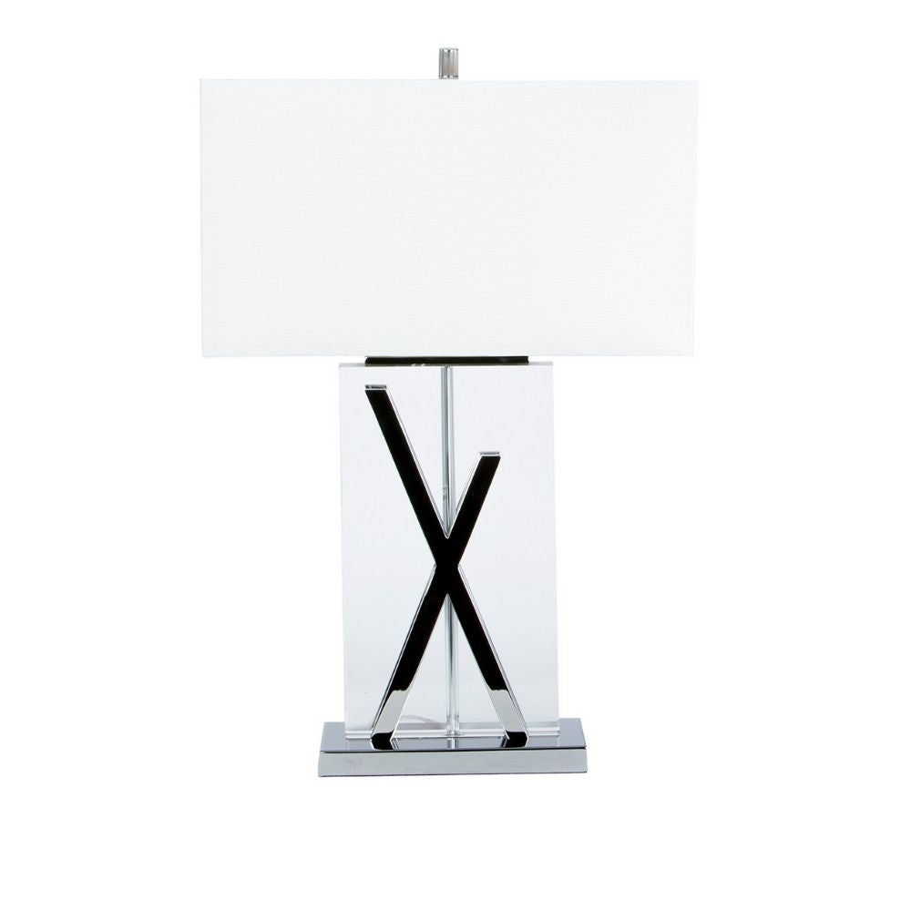 Chrome and Crystal X Table Lamp // 1 Light // USB Charger-zoom-1