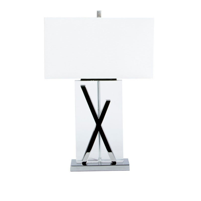 Chrome and Crystal X Table Lamp // 1 Light // USB Charger-zoom-