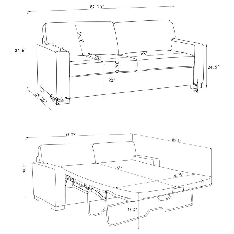 Simpson Upholstered Sofa Sleeper with Queen Mattress Grey-zoom-