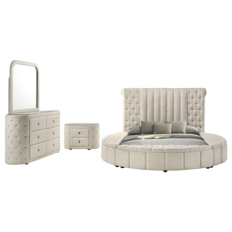 Sonya 4-piece Upholstered Eastern King Bedroom Set Ivory-zoom-