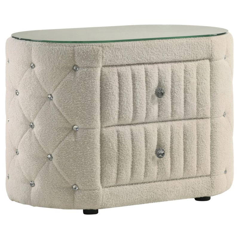 Sonya 4-piece Upholstered Eastern King Bedroom Set Ivory-zoom-