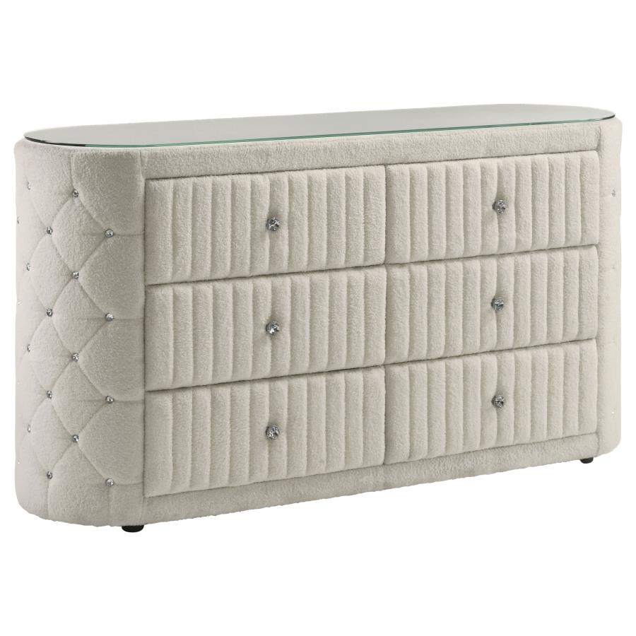 Sonya 4-piece Upholstered Eastern King Bedroom Set Ivory-9