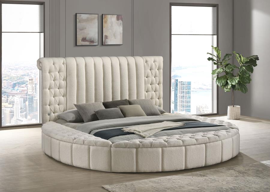 Sonya Upholstered Eastern King Round Storage Bed Ivory-2