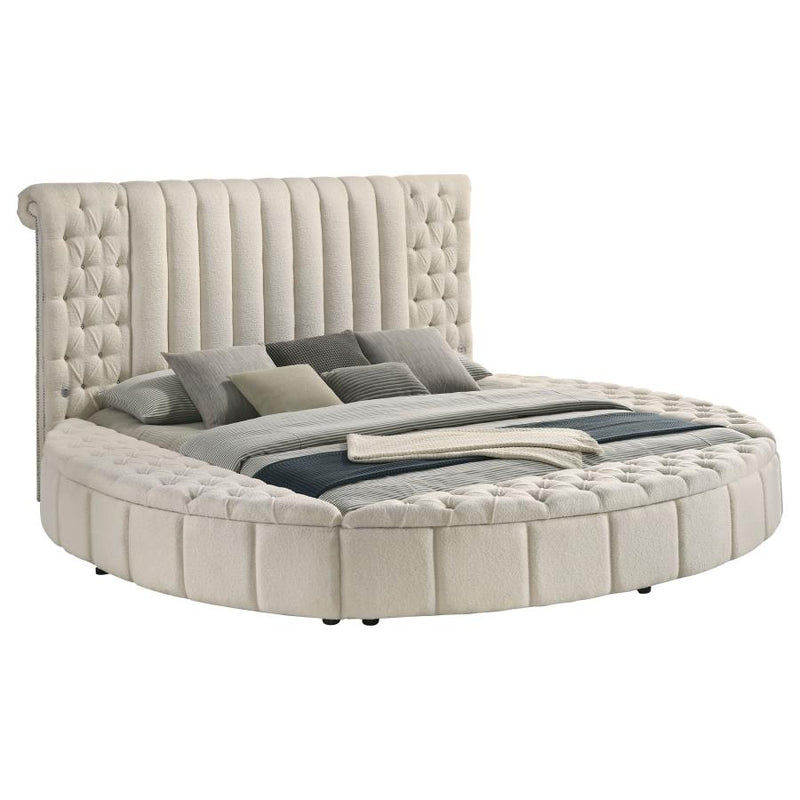 Sonya Upholstered Eastern King Round Storage Bed Ivory-zoom-