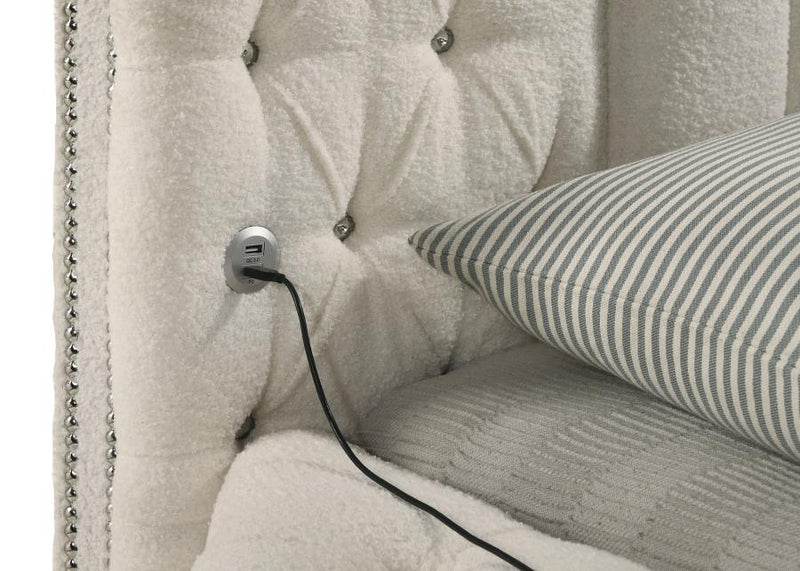 Sonya Upholstered Eastern King Round Storage Bed Ivory-zoom-