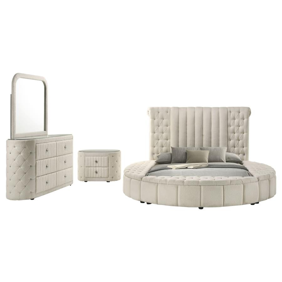 Sonya 4-piece Upholstered Queen Bedroom Set Ivory-zoom-2