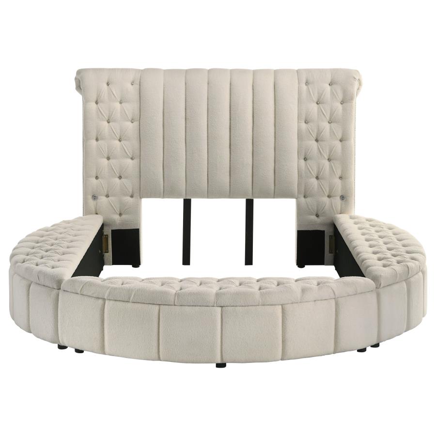 Sonya Upholstered Queen Round Storage Bed Ivory-zoom-4