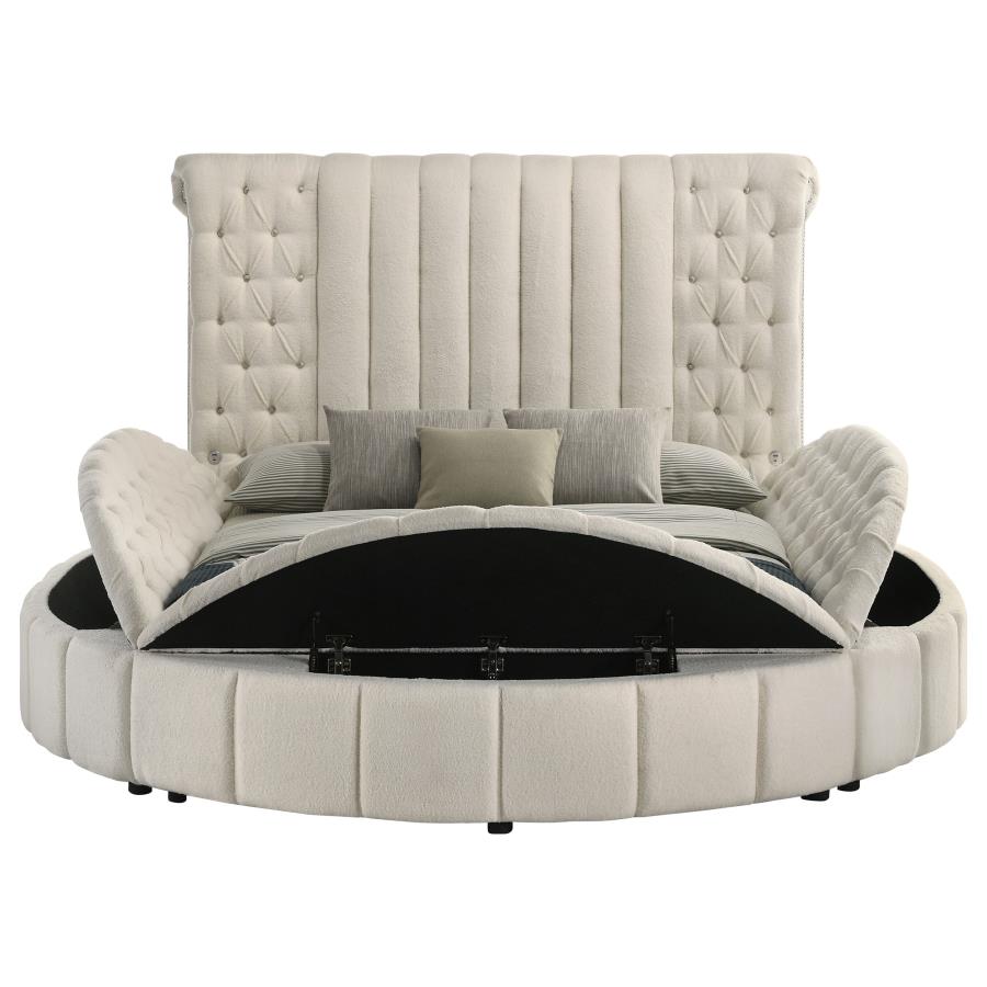 Sonya Upholstered Queen Round Storage Bed Ivory-zoom-6