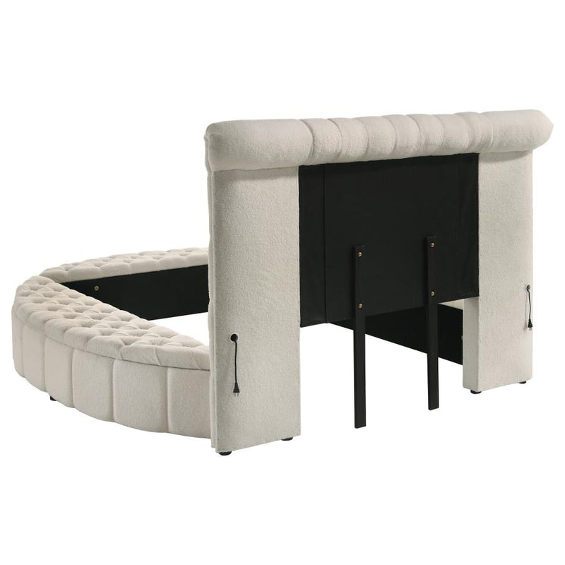 Sonya Upholstered Queen Round Storage Bed Ivory-zoom-