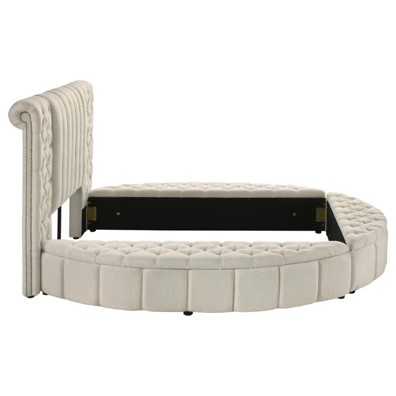 Sonya Upholstered Queen Round Storage Bed Ivory-zoom-