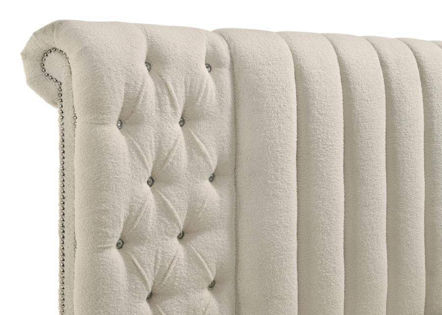 Sonya Upholstered Queen Round Storage Bed Ivory-9