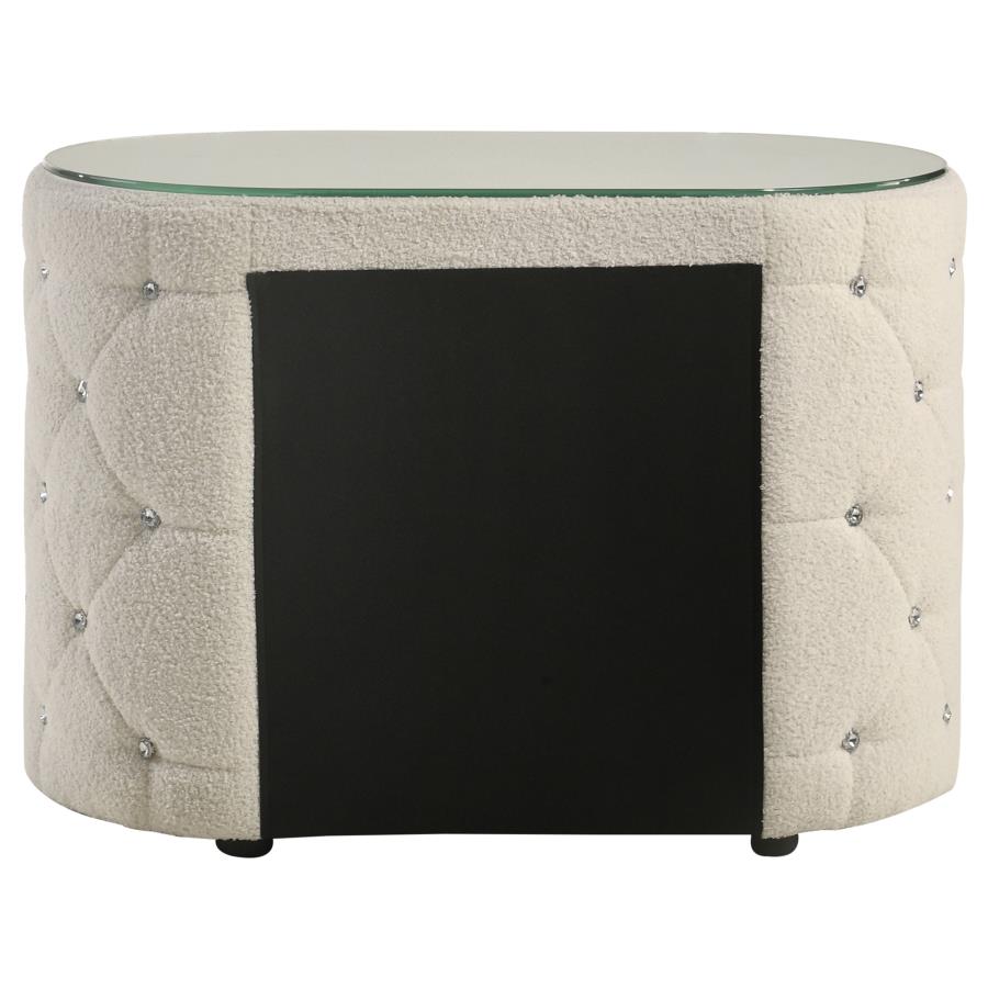 Sonya 2-drawer Upholstered Nightstand Bedside Table Ivory-7