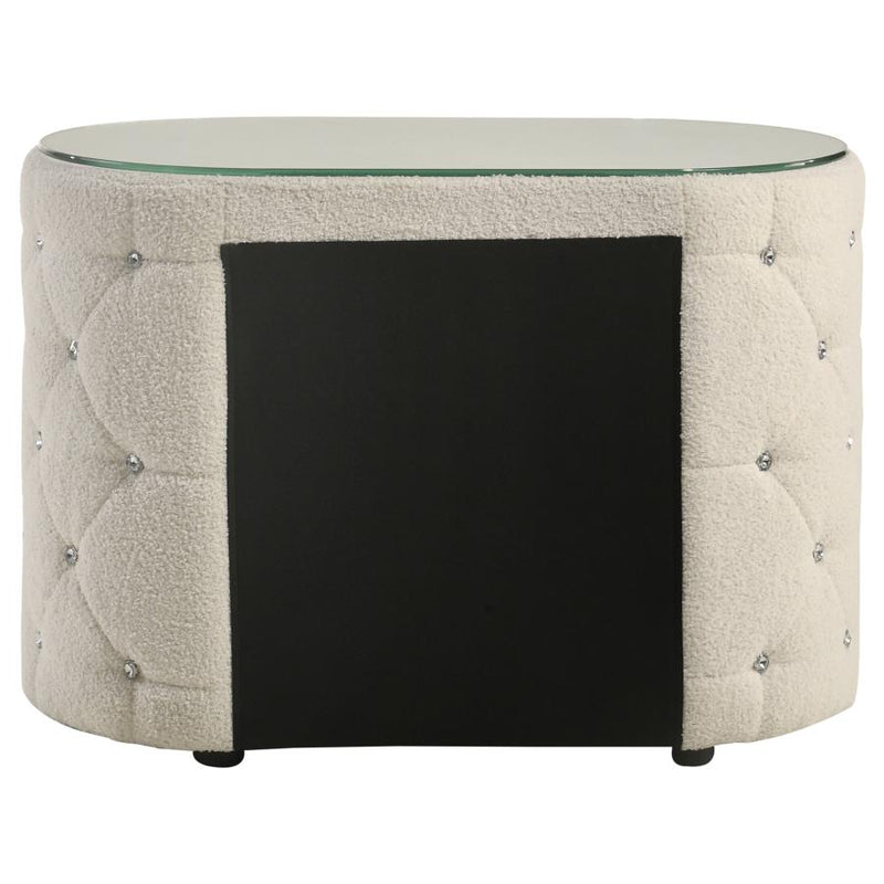 Sonya 2-drawer Upholstered Nightstand Bedside Table Ivory-zoom-