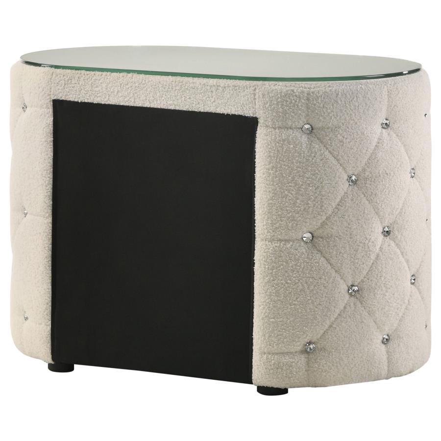 Sonya 2-drawer Upholstered Nightstand Bedside Table Ivory-zoom-8