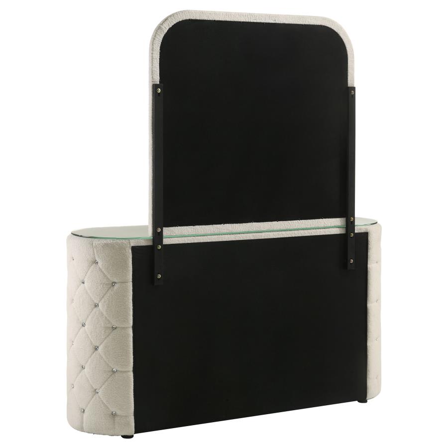 Sonya 6-drawer Upholstered Bedroom Dresser with Mirror Ivory-zoom-6