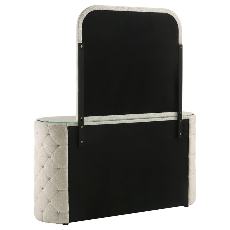 Sonya 6-drawer Upholstered Bedroom Dresser with Mirror Ivory-zoom-