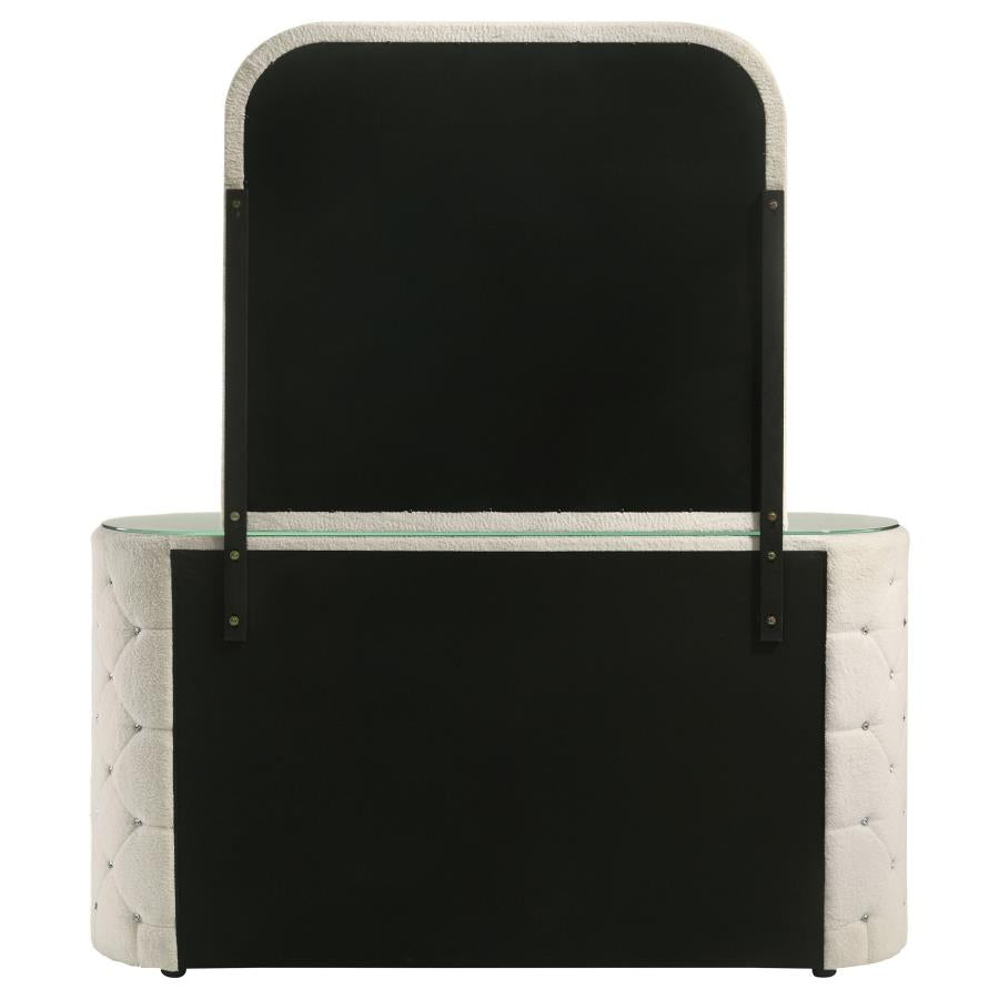 Sonya 6-drawer Upholstered Bedroom Dresser with Mirror Ivory-7