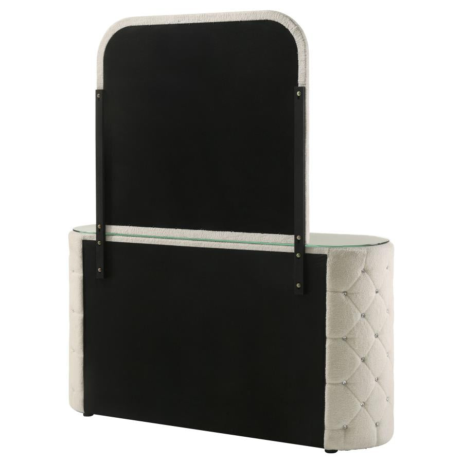 Sonya 6-drawer Upholstered Bedroom Dresser with Mirror Ivory-zoom-8