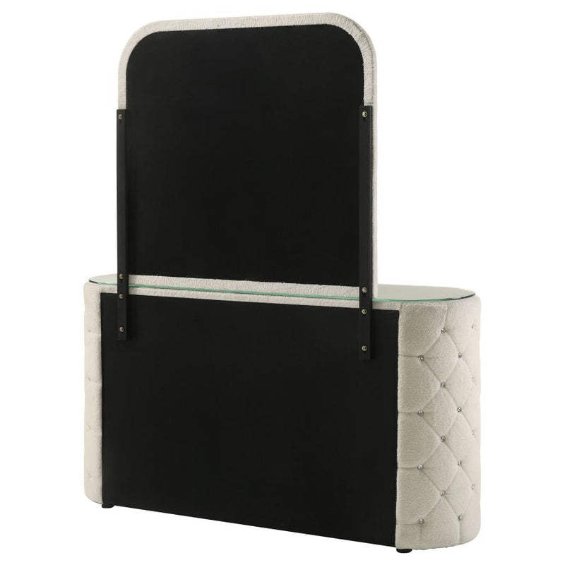 Sonya 6-drawer Upholstered Bedroom Dresser with Mirror Ivory-zoom-