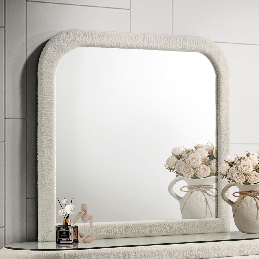 Sonya Upholstered Bedroom Dresser Mirror Ivory-2
