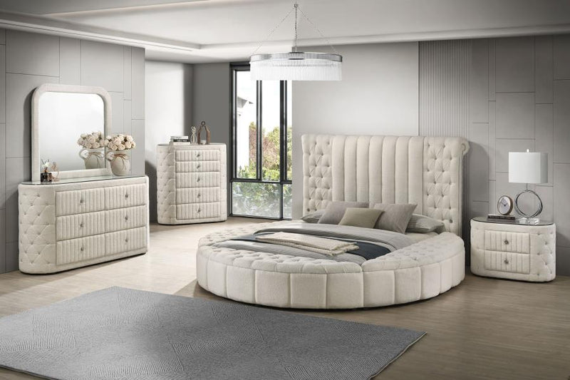 Sonya Upholstered Bedroom Dresser Mirror Ivory-zoom-