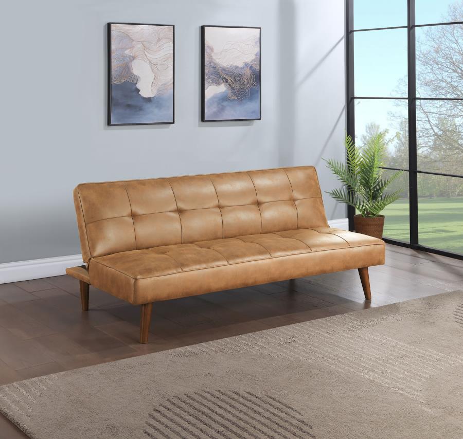 Jenson Upholstered Tufted Convertible Sofa Bed Saddle Brown-2