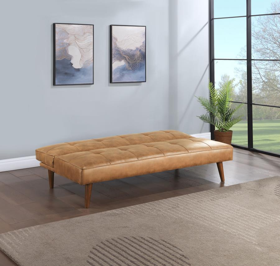 Jenson Upholstered Tufted Convertible Sofa Bed Saddle Brown-3