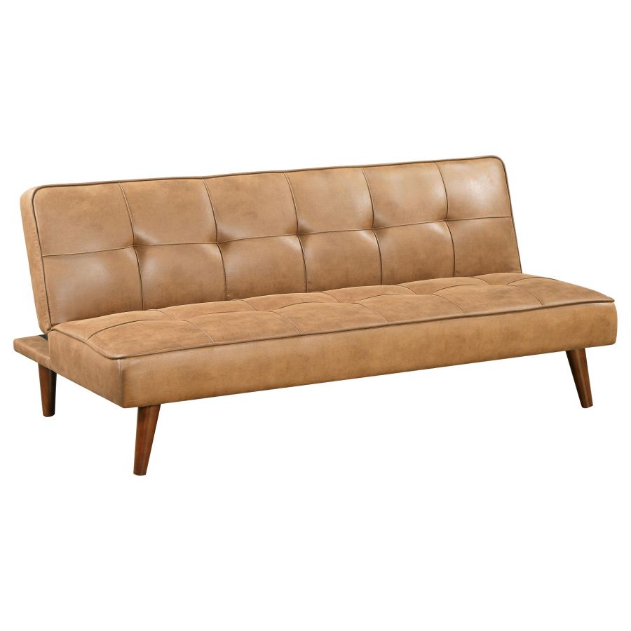 Jenson Upholstered Tufted Convertible Sofa Bed Saddle Brown-1