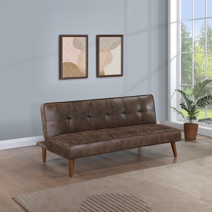 Jenson Upholstered Tufted Convertible Sofa Bed Dark Coffee-zoom-2