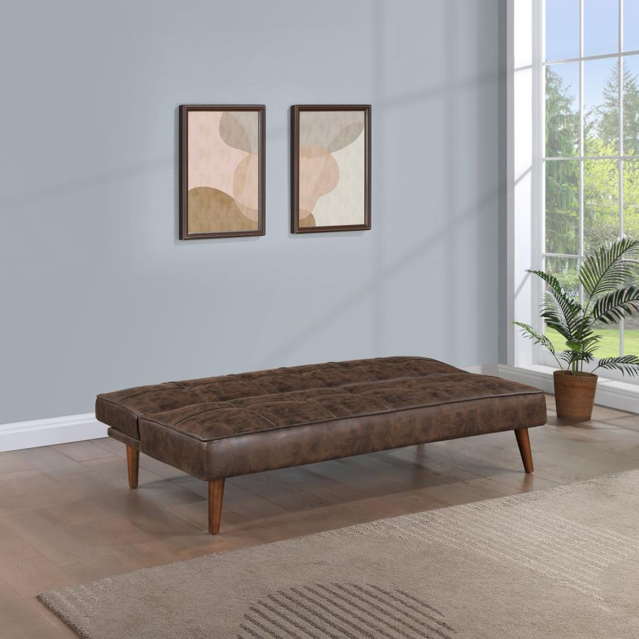 Jenson Upholstered Tufted Convertible Sofa Bed Dark Coffee-3