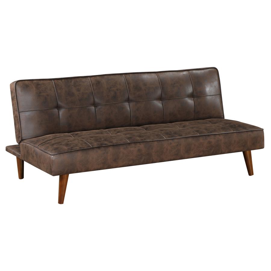 Jenson Upholstered Tufted Convertible Sofa Bed Dark Coffee-1