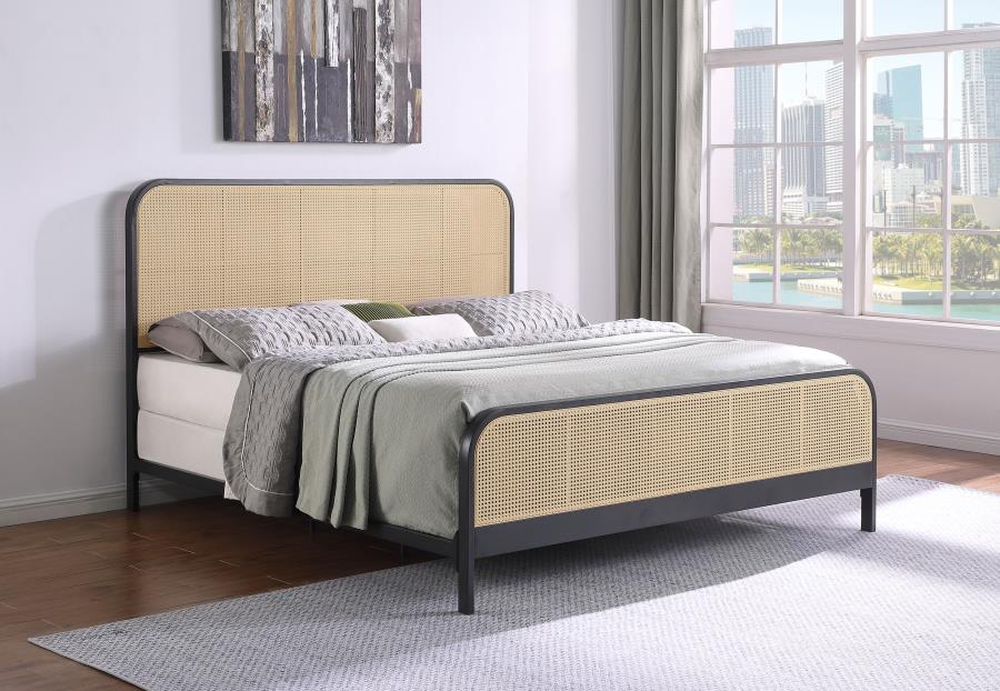 Lanewood Open Cane Webbing Metal Eastern King Bed Black-2