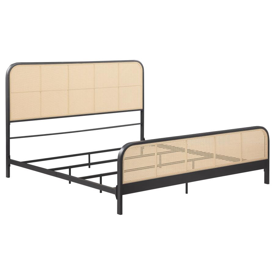 Lanewood Open Cane Webbing Metal Eastern King Bed Black-zoom-1