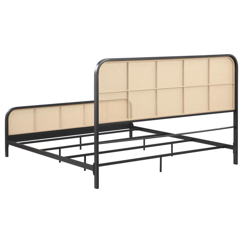 Lanewood Open Cane Webbing Metal Eastern King Bed Black-zoom-