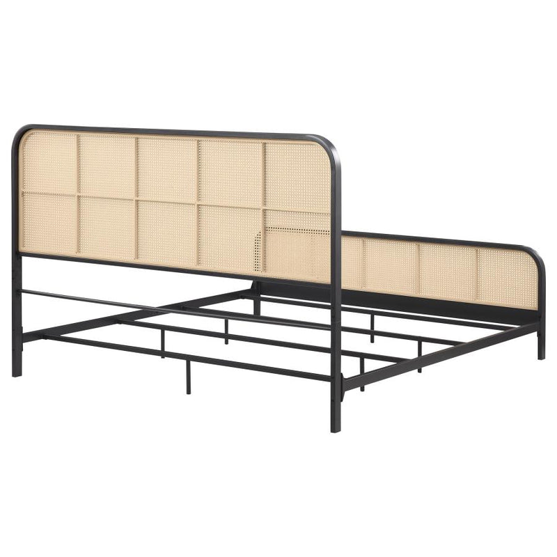 Lanewood Open Cane Webbing Metal Eastern King Bed Black-zoom-