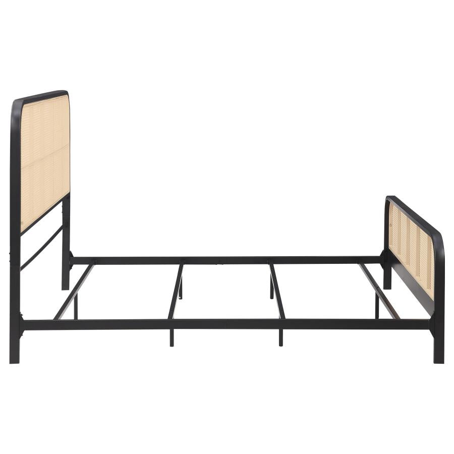 Lanewood Open Cane Webbing Metal Eastern King Bed Black-8