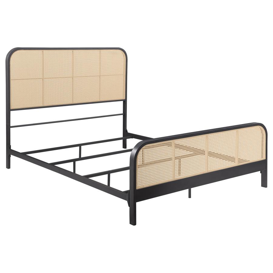 Lanewood Open Cane Webbing Metal Queen Bed Black-zoom-1