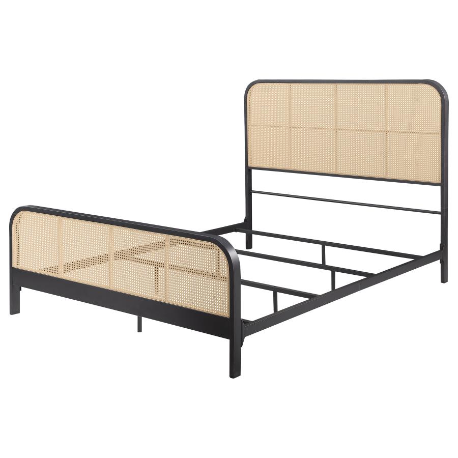 Lanewood Open Cane Webbing Metal Queen Bed Black-4