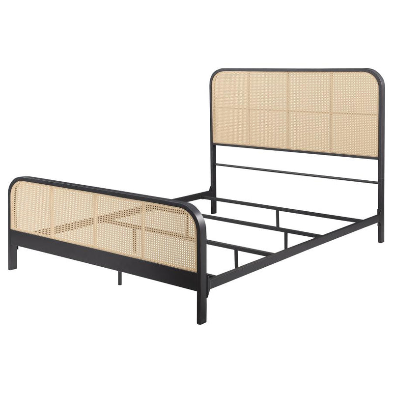 Lanewood Open Cane Webbing Metal Queen Bed Black-zoom-